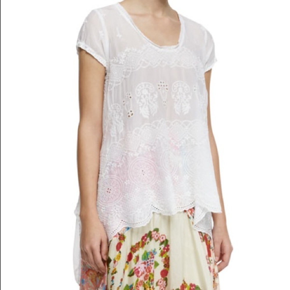 Johnny Was mint Jasmin scalloped shirt xsmall